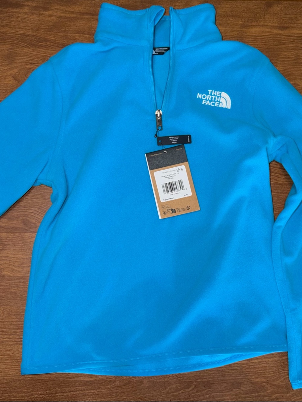 The North Face boys Half-Zip Fleece Pullover - Bright Teal med (10) nwt